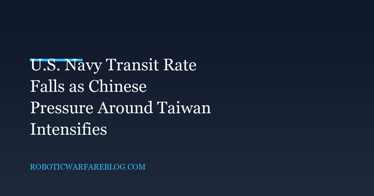 US Taiwan Strait Transits Projected to Fall by Half Under Trump’s Second Term